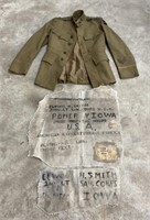 (B)  
WWII Army Jacket Inc. Canvas Cloth with
