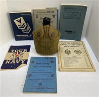 (B)  
Vtg. WWII Era Army Canteen and Assorted