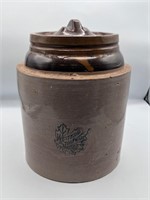 Vintage lidded Western stoneware crock