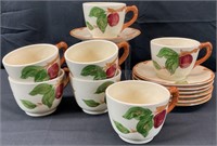 14pc Franciscan Apple Tea Cups & Saucers