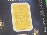 5 Grams of Fine Gold 999.9 Bar