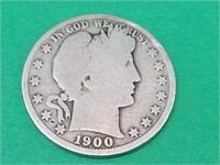 1900 Barber Silver Half Dollar Coin