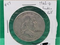 1962-D -Silver Franklin Half Dollar Coin