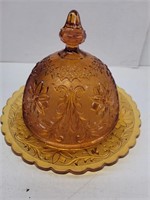 Vintage  Indiana Amber Butter Dish