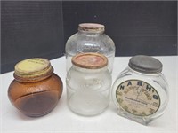 Vintage Jar Lot Horseradish Clock, Crisco +