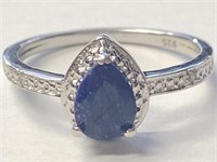 1.00CT Sapphire Sterling Silver Ring