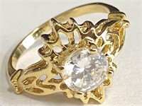 Cubic Zirconia Gold-tone Costume Ring