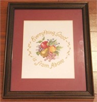 Framed needlepoint - 13 x 16