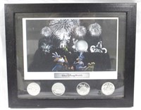 Walt Disney World 4 Coin Set with Print (Framed)