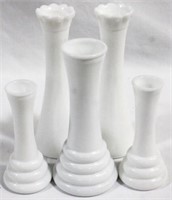 5 pc. Assorted Milk Glass Vases