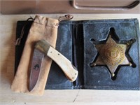 Deputy Sheriff Badge w/Case & Husky Pocket Knife