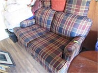 Plaid Covered Love Seat