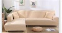 Tan  Sectional Couch Covers 2pcs For L-shaped Sofa