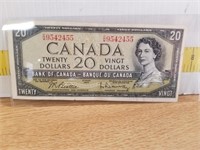 1954 $20 bill - beattie rasmionsky