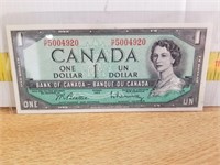 1954 canada $1 bill -  beattie rasminsky