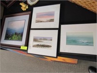 4 Framed Landscape Artworks: 3 Watercolor, 1 Photo