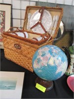 2 Items: Pic-Nic Basket Set & Globe