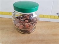 jar of 6 lbs of pennies