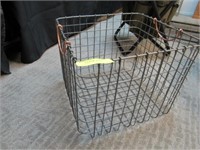 Square Metal Basket With Copper Handles