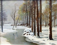 Saliger, Fritz Woodland Stream, Winter 24" x 30" (