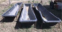 3 Feed Troughs, Plastic on Steel Frame 11Ft Long