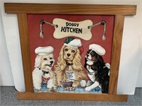 "Doggy Kitchen" Painting on Board of 3 Dogs