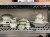 7pc Antique Sterling Porcelain Boudoir Set