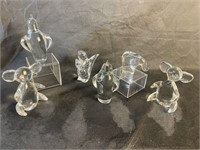 6 Art Glass Animal Figurines