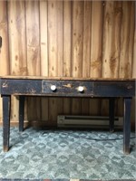 Primitive Table with Drawer and Drop Leaf
