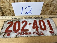 1923 PA LICENSE PLATE