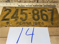 1924 PA LICENSE PLATE