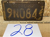1937 PA LICENSE PLATE