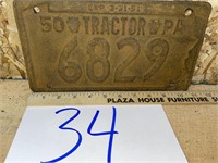 1950 TRACTOR PLATE