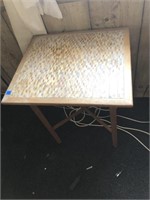 Retro Wood Table with Inlaid Wood Table Top