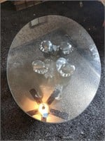 Rustic Glass Coffee Table with Bear Cub Base