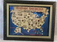 Framed Historic Americana Depicted on Coins