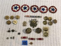 Lot of Vintage US Army Uniform Badges and More