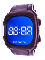 LED Watch, Large Dial, Multi Function - Brown