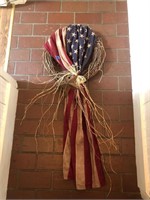 Primitive Door Wreath w/ US Flag, Americana