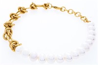 24kt G.P. Round Link & Pearl Bracelet