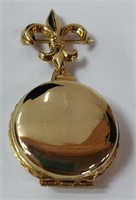 VINTAGE GOLD LOCKET PIN w/ DIVIDED COMPARTMENT