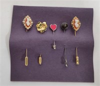 VINTAGE STICK PINS incl. 2 CAMEO