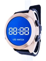LED Watch, Large Dial, Multi Function - Black Roun