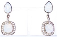 Designer Earrings - 2 Tier Pear & Cushion Cut Opal