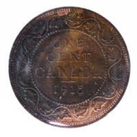 1915 Canada, Large Cent Coin MS64 Red & Brown ICCS