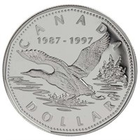 RCM 1997 Silver Proof Loon Dollar 10th Anniversary