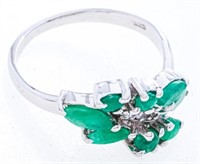 925 Sterling Silver Earrings, * Natural Emeralds =