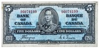 Bank of Canada 1937 $5 C/T