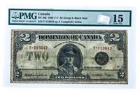 Dominion of Canada,1923 T-V $2 Group 3, Black Seal