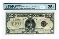 Dominion of Canada 1923 $2 Group 3, Black Seal  -